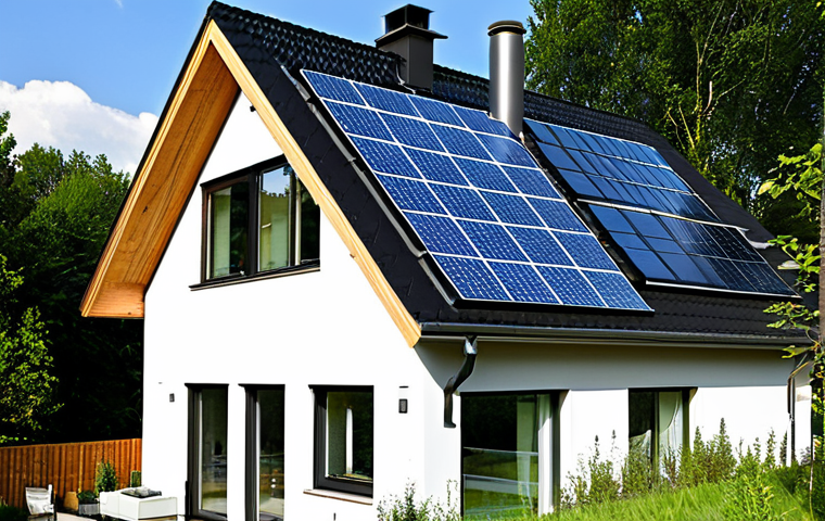 Modern Energy-Efficient Home Exterior**

A stunning, modern single-family home in a suburban German setting, showcasing energy-efficient design. The house features a combination of mineral wool insulation and a back-ventilated facade, large triple-pane windows, and a visible solar panel array on the roof. Include a lush green roof section and a rainwater harvesting system visible in the garden. The overall aesthetic should be clean, contemporary, and eco-conscious. Show the house during a sunny day with blue skies.

Prompt: "Modern energy-efficient German house, mineral wool insulation, ventilated facade, solar panels, green roof, rainwater harvesting, sunny day, blue sky, perfect anatomy, correct proportions, natural pose, well-formed hands, proper finger count, natural body proportions, safe for work, appropriate content, fully clothed, professional, modest, family-friendly."

**