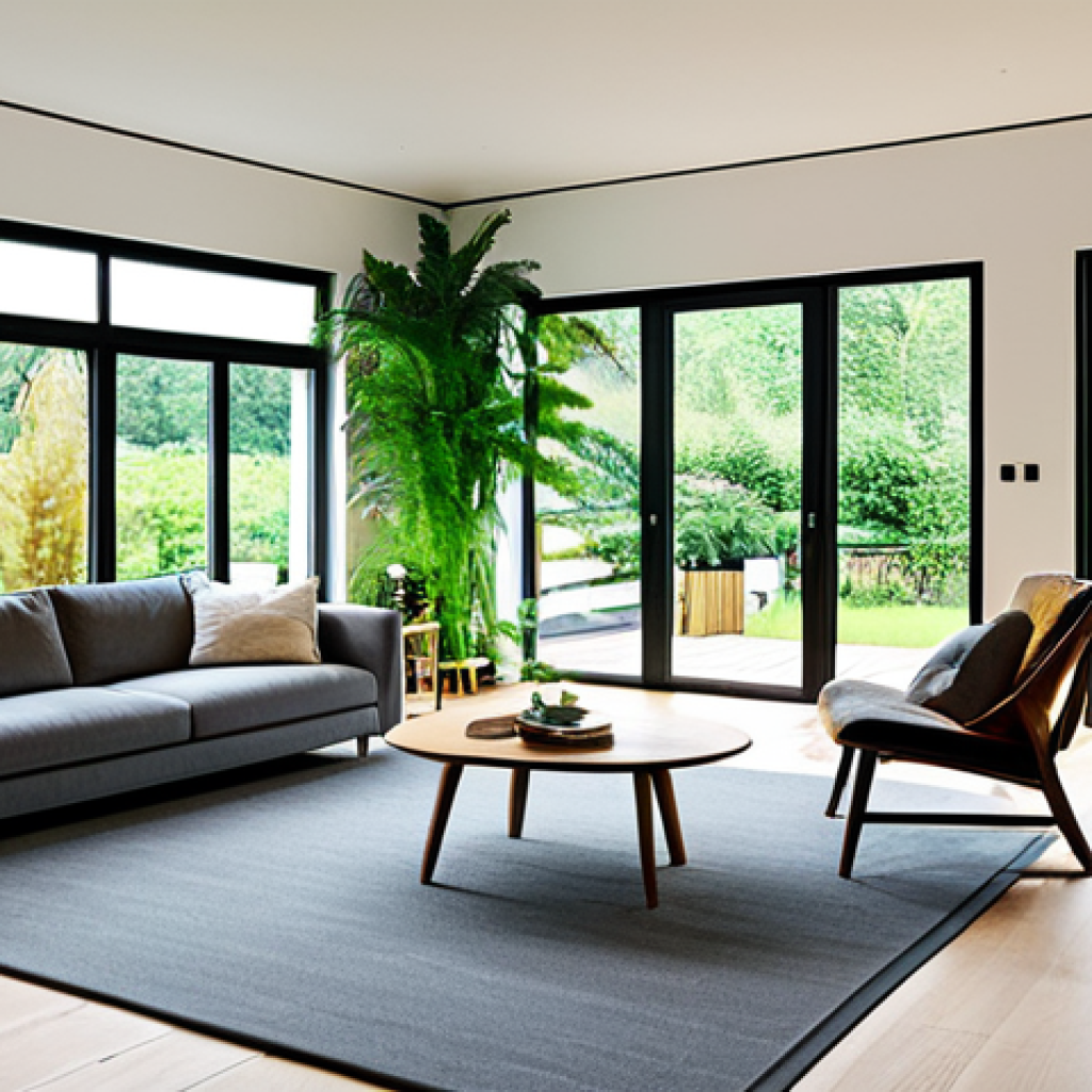 Biophilic Design in a German Home**
"A bright, modern living room in a German home, featuring large windows with a view of a lush garden, lots of indoor plants (e.g., ferns, spider plants), wooden furniture, and natural light. The room is designed with biophilic elements to promote well-being. The scene includes a fully clothed family (mother, father, and child) enjoying the space. Safe for work, appropriate content, fully clothed, family-friendly, perfect anatomy, natural proportions, high quality, professional photography. The style is similar to a high-end interior design magazine, capturing the essence of "Gemütlichkeit"."
**