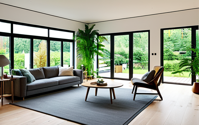 Biophilic Design in a German Home**

"A bright, modern living room in a German home, featuring large windows with a view of a lush garden, lots of indoor plants (e.g., ferns, spider plants), wooden furniture, and natural light. The room is designed with biophilic elements to promote well-being. The scene includes a fully clothed family (mother, father, and child) enjoying the space. Safe for work, appropriate content, fully clothed, family-friendly, perfect anatomy, natural proportions, high quality, professional photography. The style is similar to a high-end interior design magazine, capturing the essence of "Gem&uuml;tlichkeit"."

**